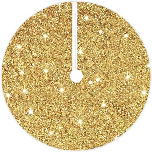OMKSIH Gold Tree Skirt 46 Inches Shiny Sequin Tree Skirt Velvet Tree Skirt Sparkly Metal Christmas Tree Collar Glitter Tree Skirt Rug Gold Skirt for Christmas Tree Metallic Tree Skirt Xmas Ornaments | Amazon (US)