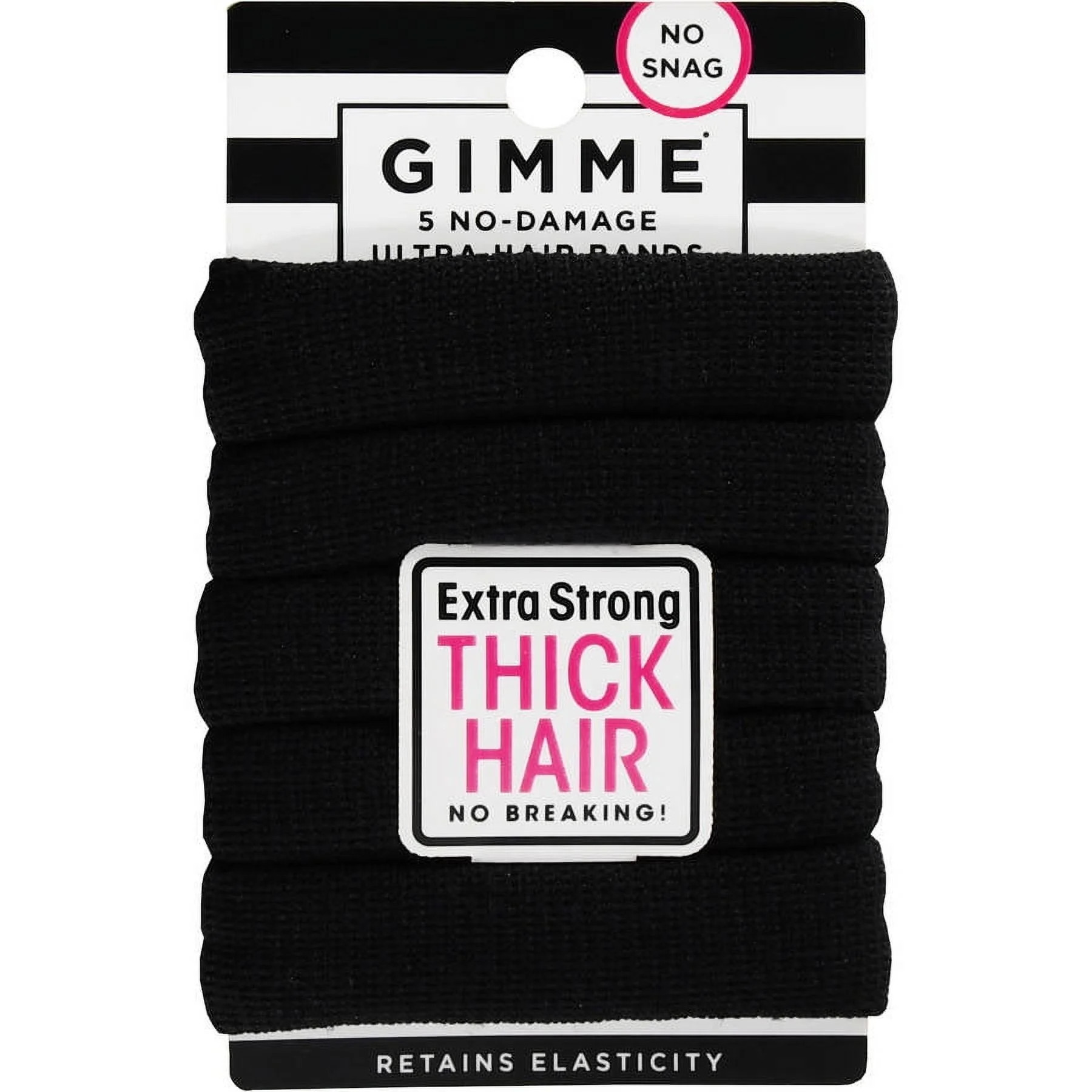 Gimme Ponytail Holder Hair Tie for Thick Hair, Black, 5 Ct | Walmart (US)