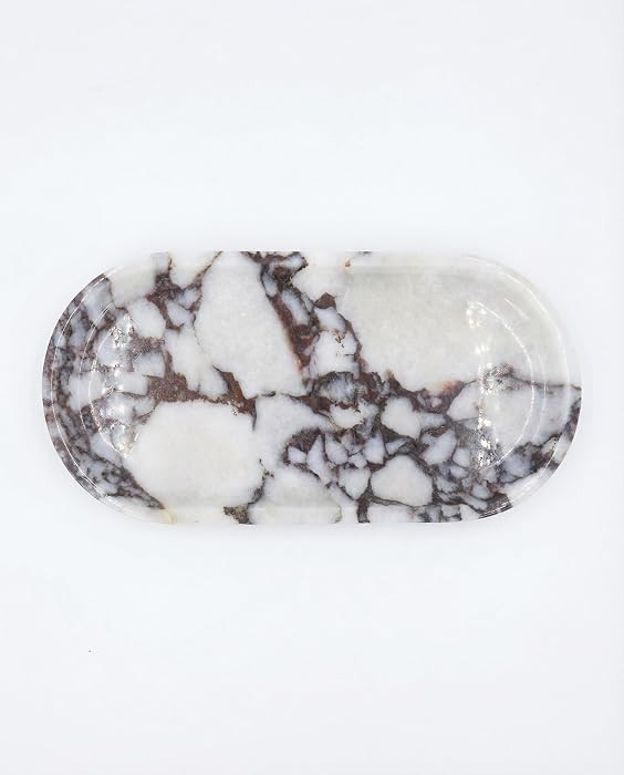 OOBOOB Natural Calacatta Viola Violet Marble Tray, Bathroom Tray, Perfume Organizer, Oval Counter... | Amazon (US)