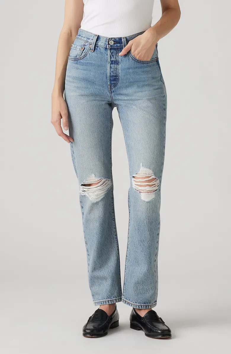 Levi's® 501® Ripped High Waist Straight Leg Jeans | Nordstromrack | Nordstrom Rack