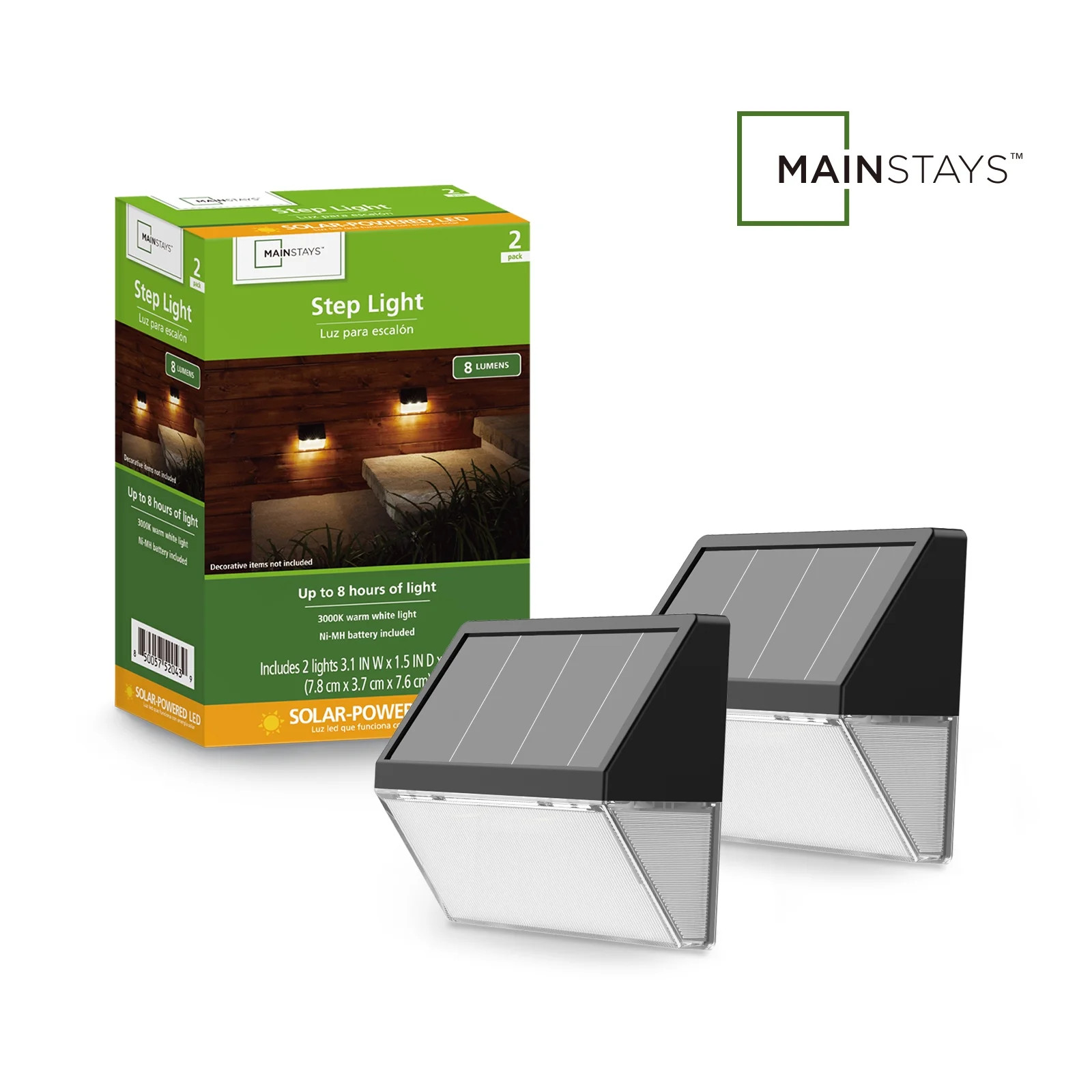 Mainstays 8 Lumen Solar LED Step and Deck Light, 2 Pack | Walmart (US)