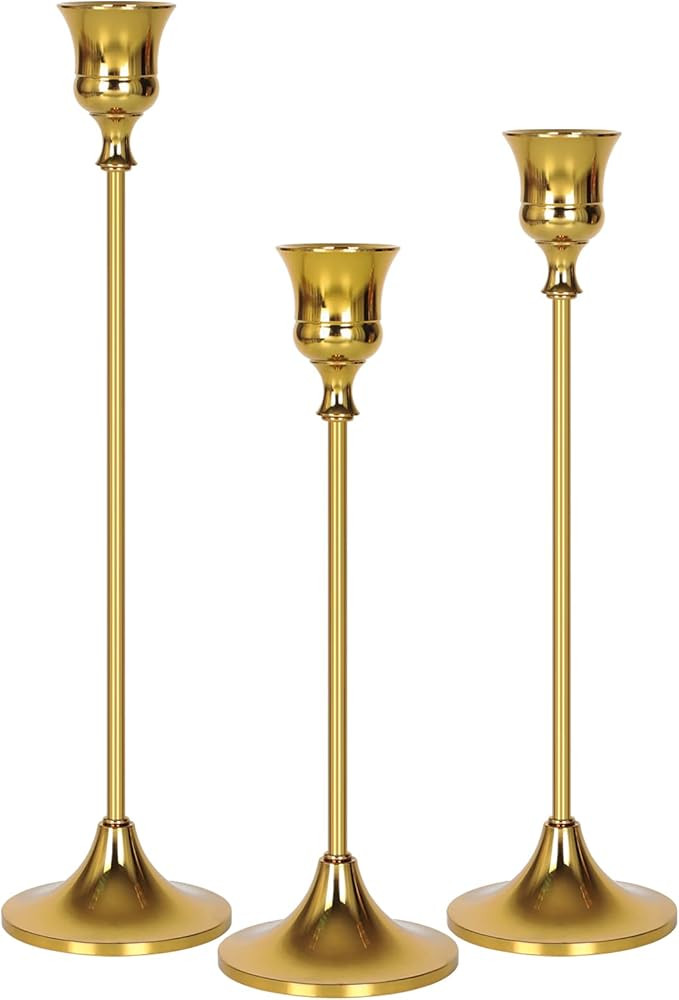 Gold Candlestick Holders - Taper Candle Holders Vintage Candlelight Dinner Metal Candlestick Hold... | Amazon (US)