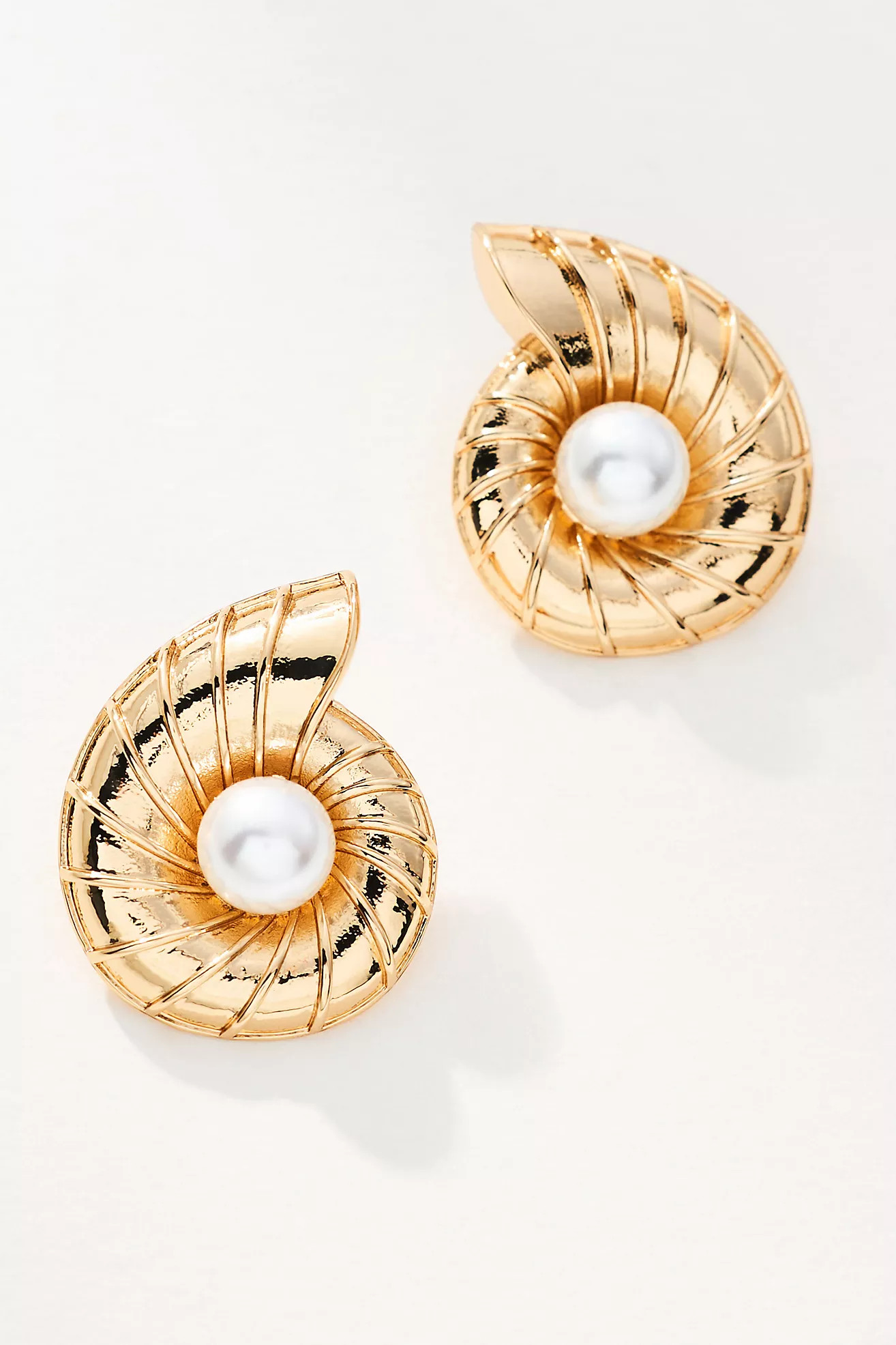 Inner Pearl Swirl Shell Post Earrings | Anthropologie (US)