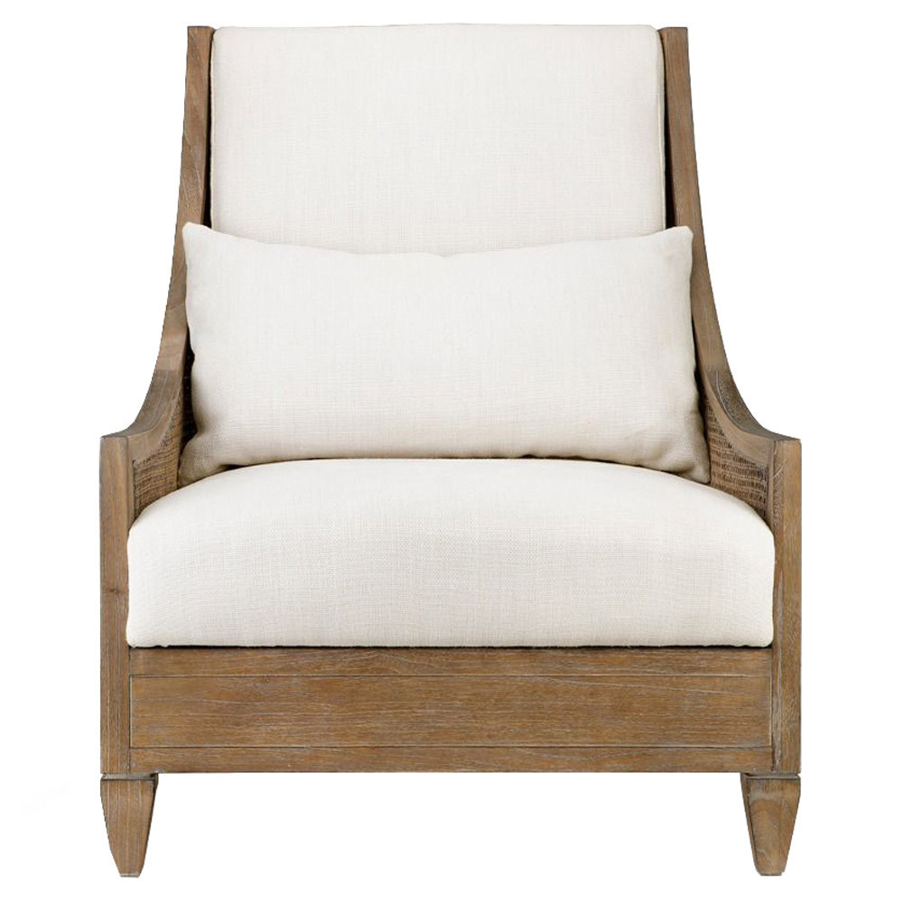 Villa & House Raleigh French Country Brown Mahogany Bleached Cane Club Chair | Kathy Kuo Home