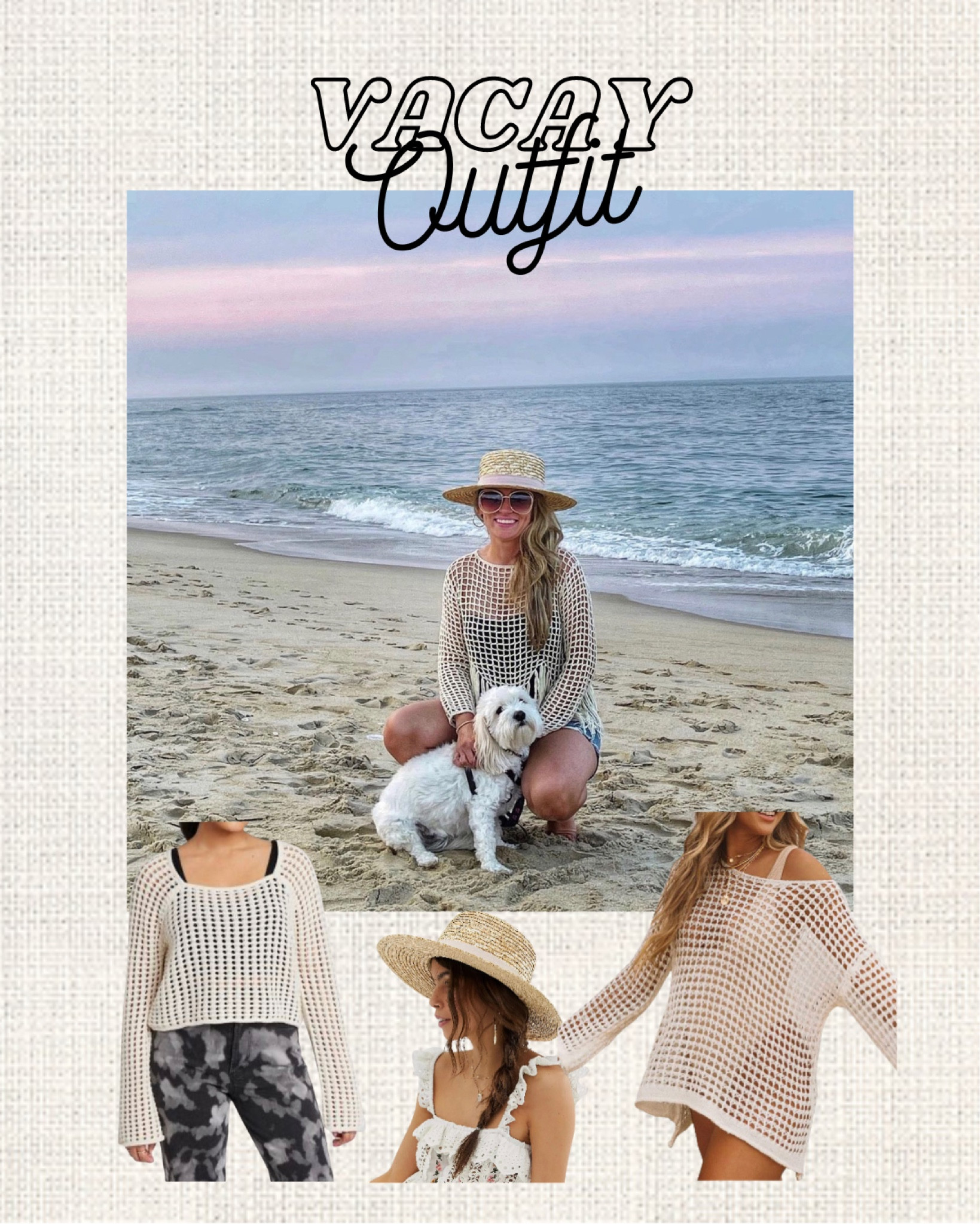 Vacation outfit, swim cover up, straw hat

#LTKtravel #LTKunder50 #LTKswim