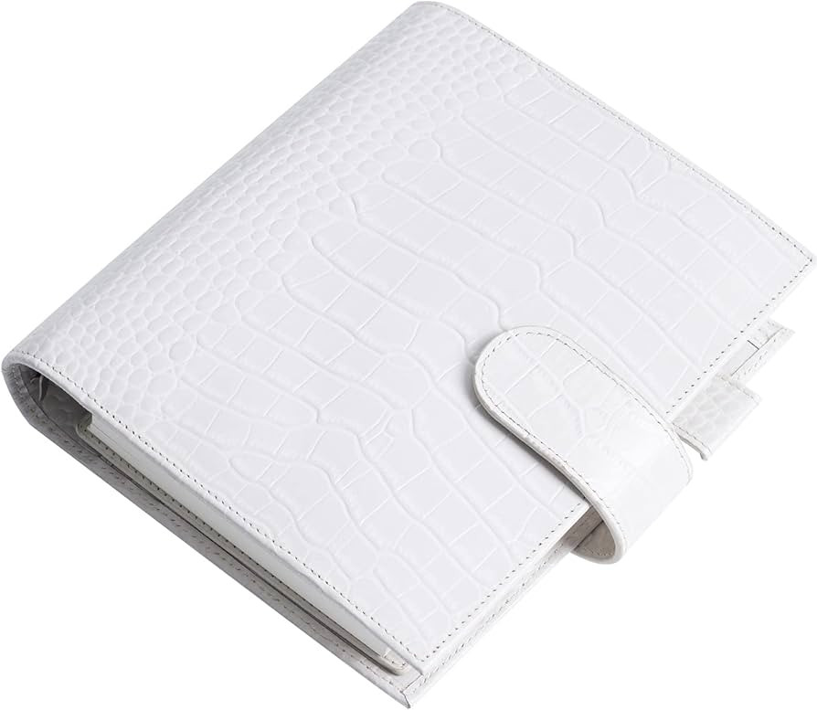Moterm Personal-Wide Luxe Rings Planner - Genuine Leather Binder Organizer (Croc-Cream, 30mm Ring... | Amazon (US)