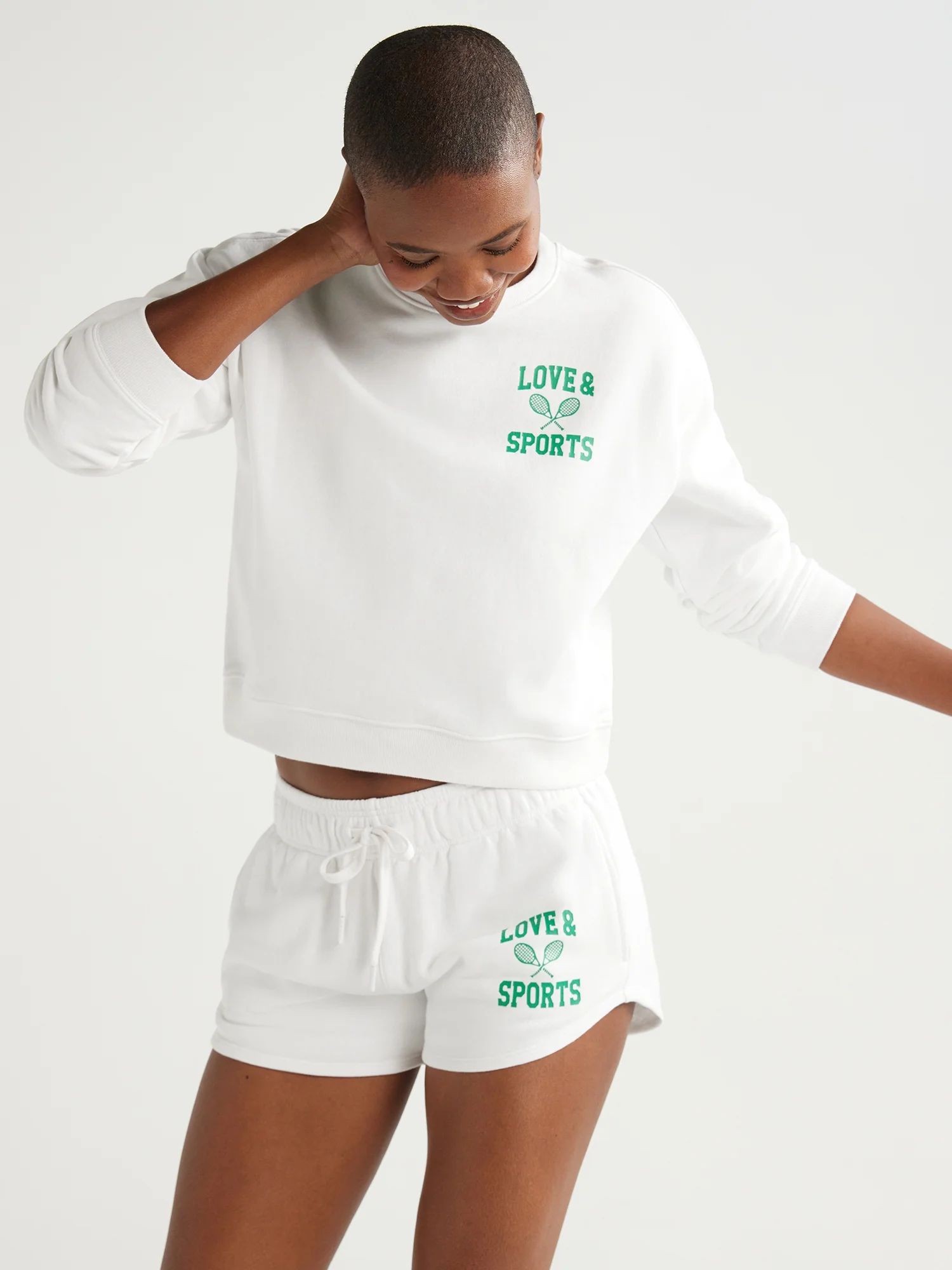 Love & Sports Women's French Terry Cropped Graphic Sweatshirt, XS-XXXL | Walmart (US)