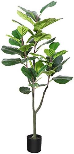 CROSOFMI Artificial Fiddle Leaf Fig Tree 47Inch Fake Ficus Lyrata Plant with 42 Leaves Faux Plant... | Amazon (US)