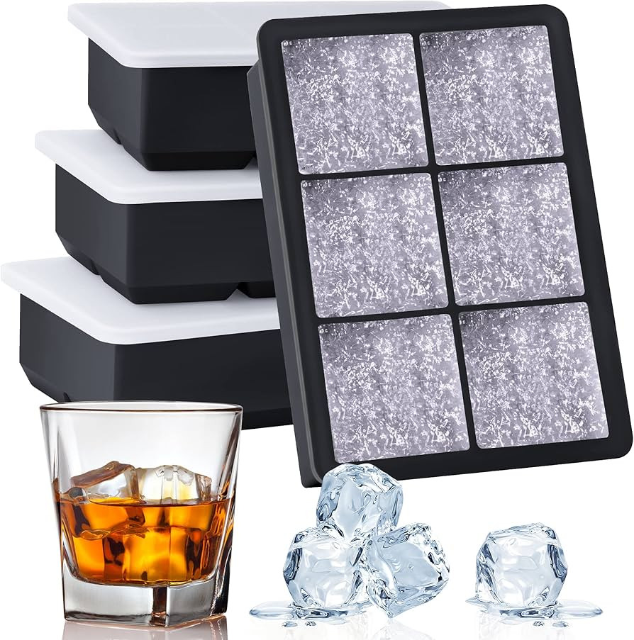 Kootek Ice Cube Trays with Lid (Set of 4), Silicone Large Square Ice Cube Maker Ice Cube Molds fo... | Amazon (US)