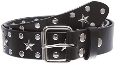 beltiscool Snap On Silver Star and Circle Studded Cowhide Leather Belt | Amazon (US)
