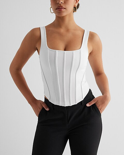 Body Contour High Compression Corset Cropped Tank | Express
