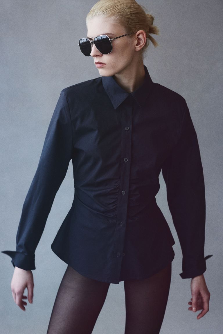 Shirt with Shoulder Pads - Dark gray - Ladies | H&M US | H&M (US + CA)
