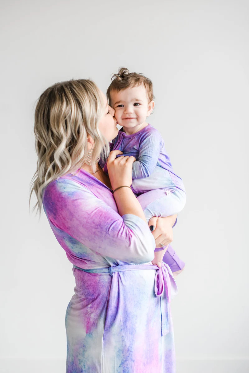 Purple Watercolor Women's Bamboo Viscose Robe - FINAL SALE | Little Sleepies