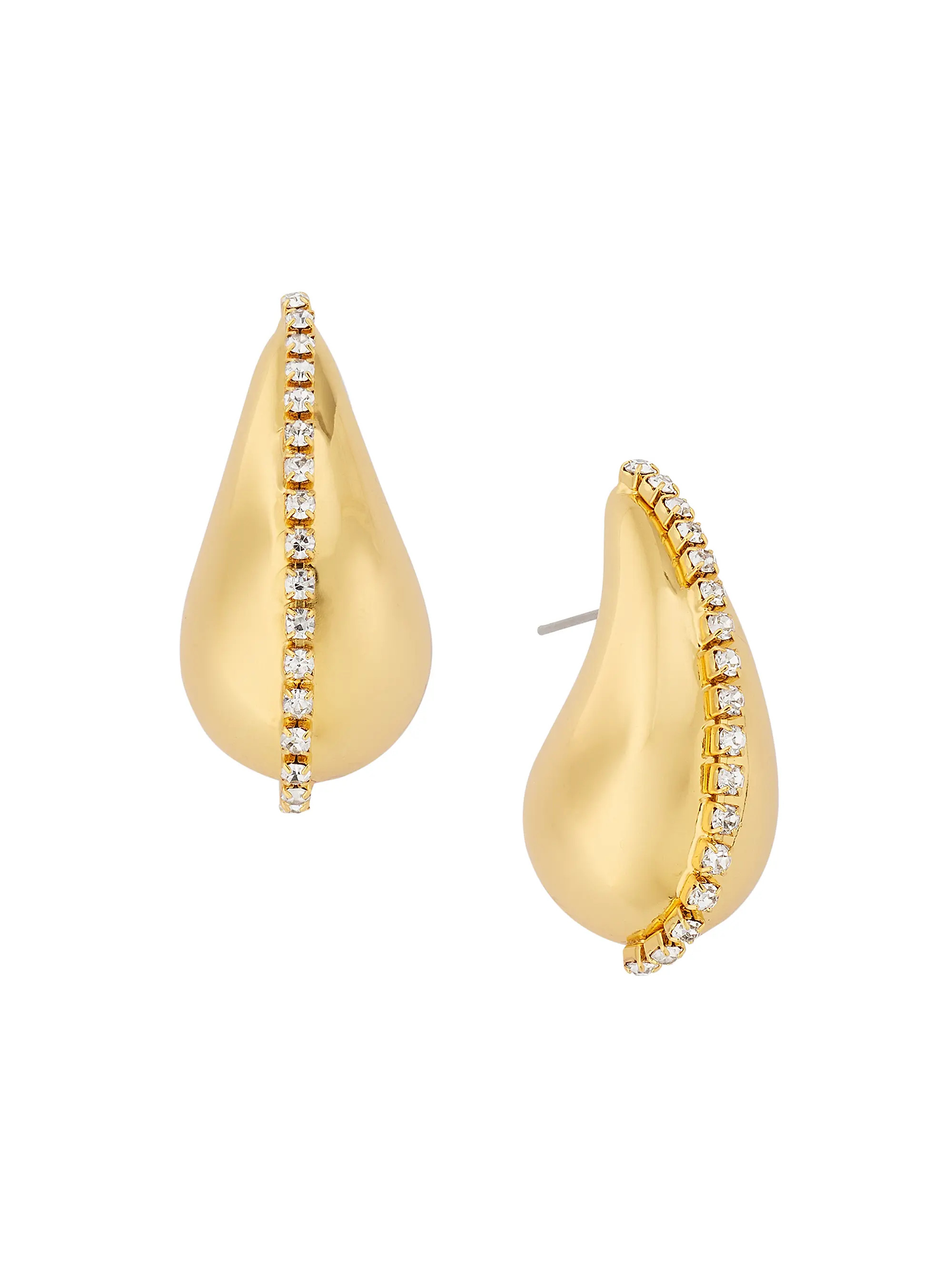Kenneth Jay Lane Tapered Goldtone &amp; Rhinestone Hoop Earrings | Saks Fifth Avenue | Saks Fifth Avenue