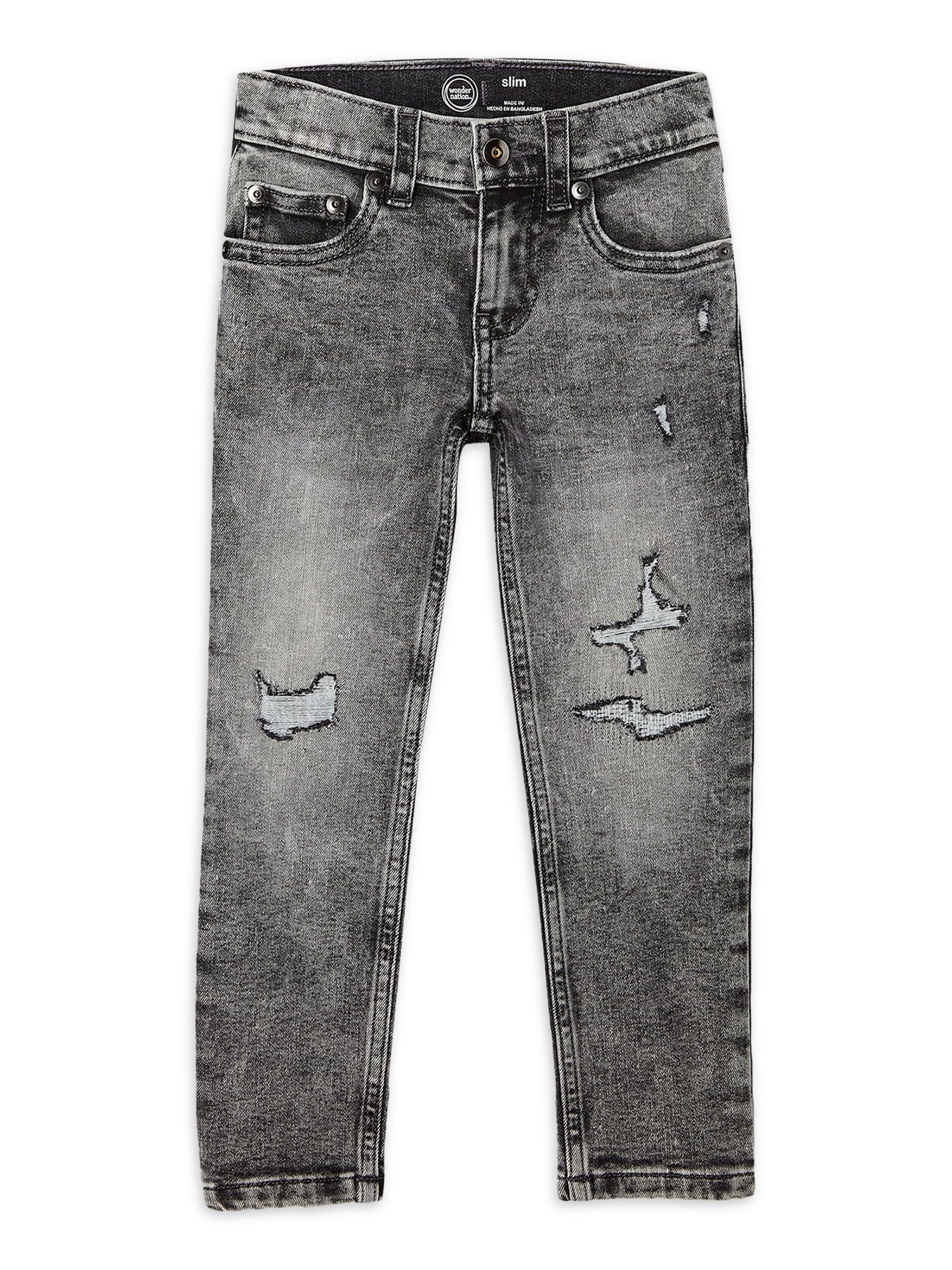 Wonder Nation Boys Rip & Repair Denim Jeans, Sizes 4-18 & Husky - Walmart.com | Walmart (US)