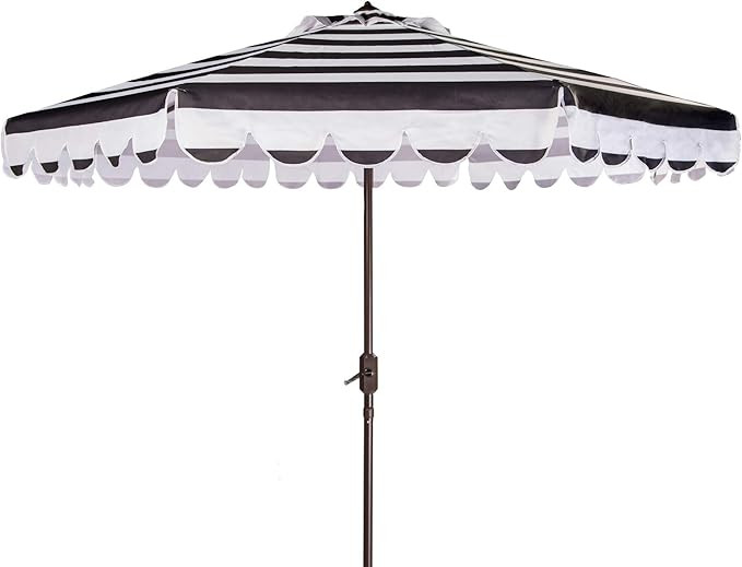 SAFAVIEH PAT8011D Outdoor Collection Maui Black and White Single Scallop Striped 9Ft Crank Push B... | Amazon (US)