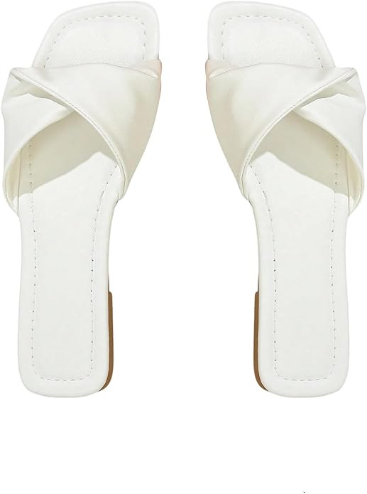 GORGLITTER Women's Dressy Sandals Comfortable Flat Casual Fashion Square Open Toe Slip On Sandals... | Amazon (US)