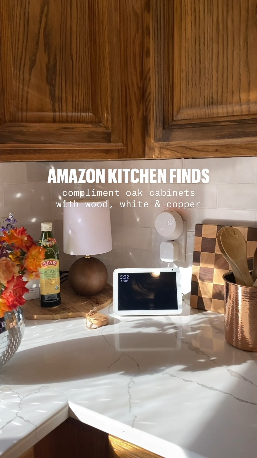 kitchen decor that enhances 90s oak
cabinets. amazon home finds. 90s kitchen.

#LTKHome #LTKSeasonal #LTKdayinmylife