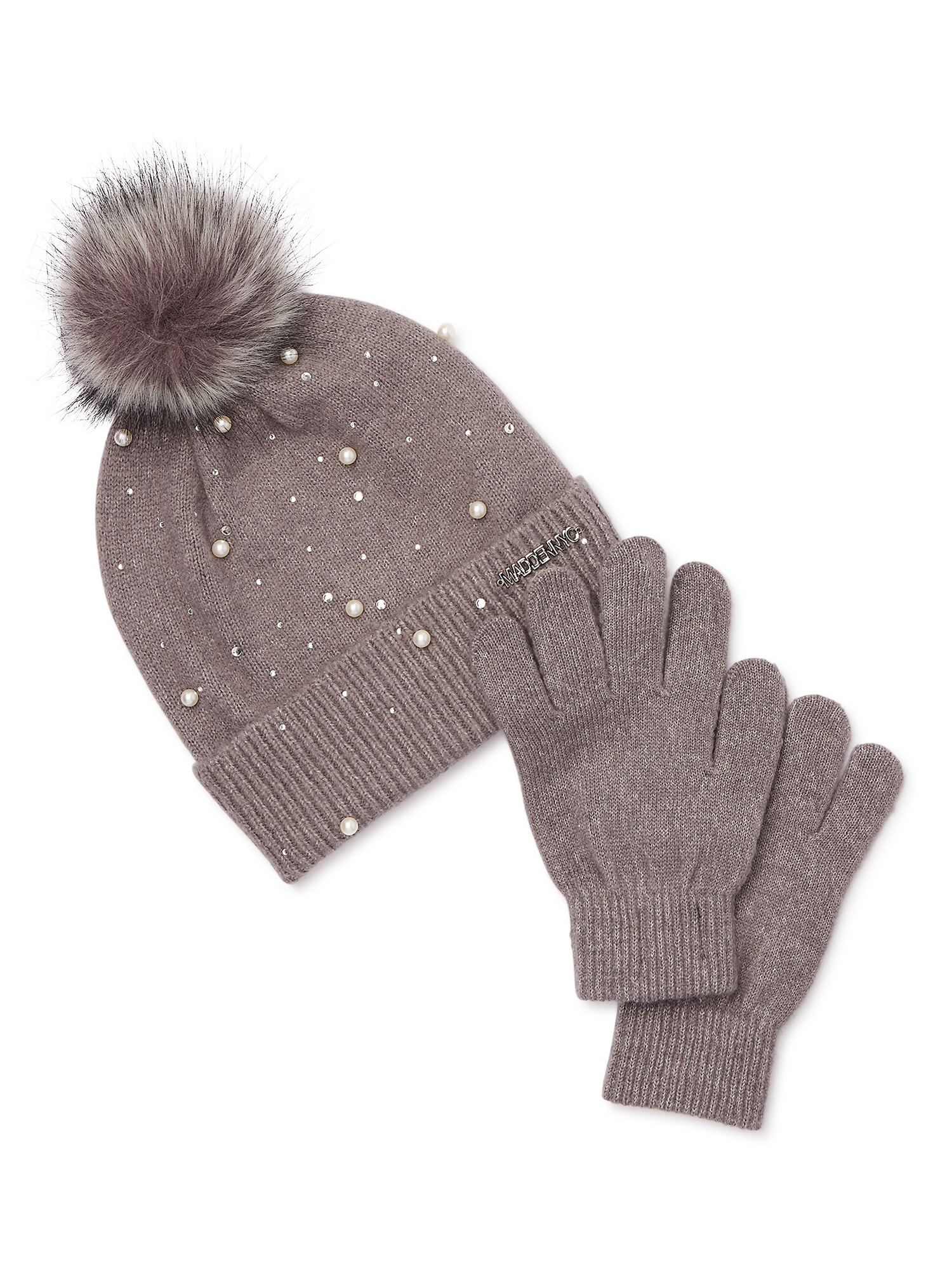 Madden NYC Women's Faux Pearl Beanie and Gloves, 2-Piece Gift Set - Walmart.com | Walmart (US)