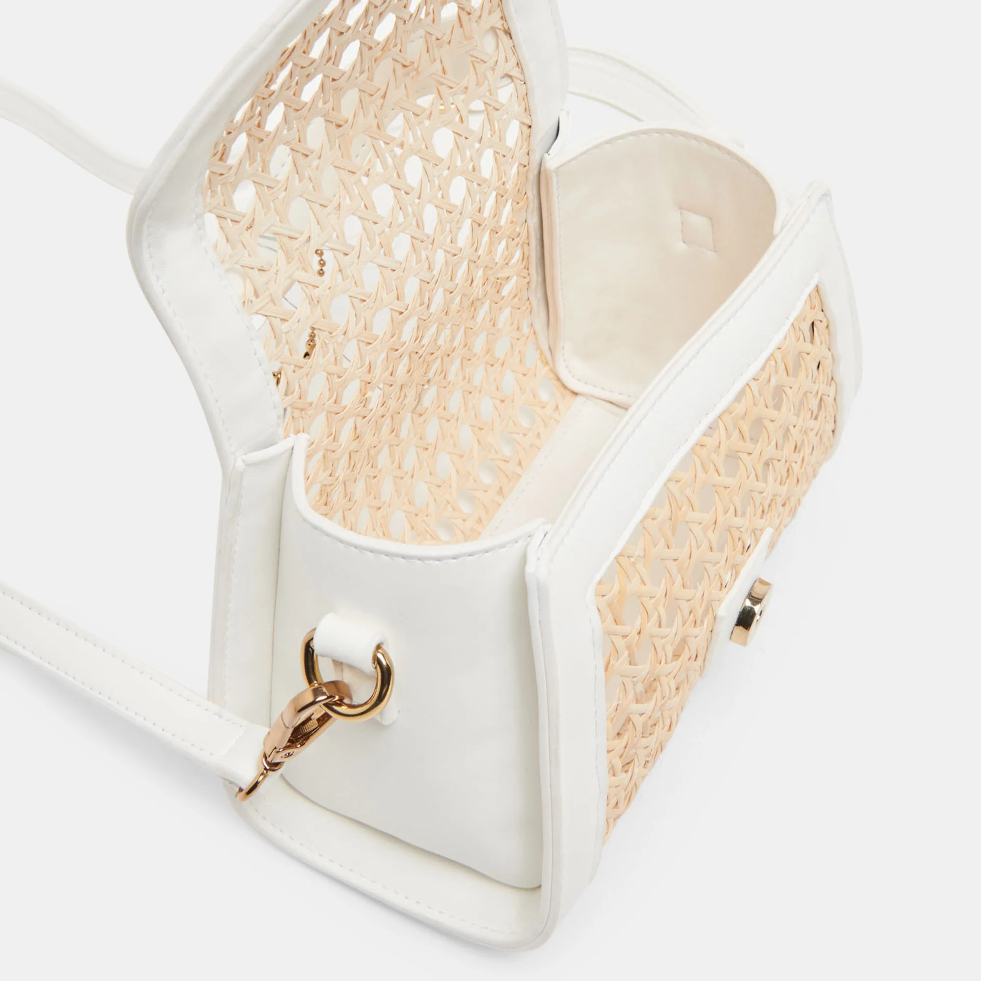 TROPEZ CROSSBODY WHITE NATURAL CANE | DolceVita.com