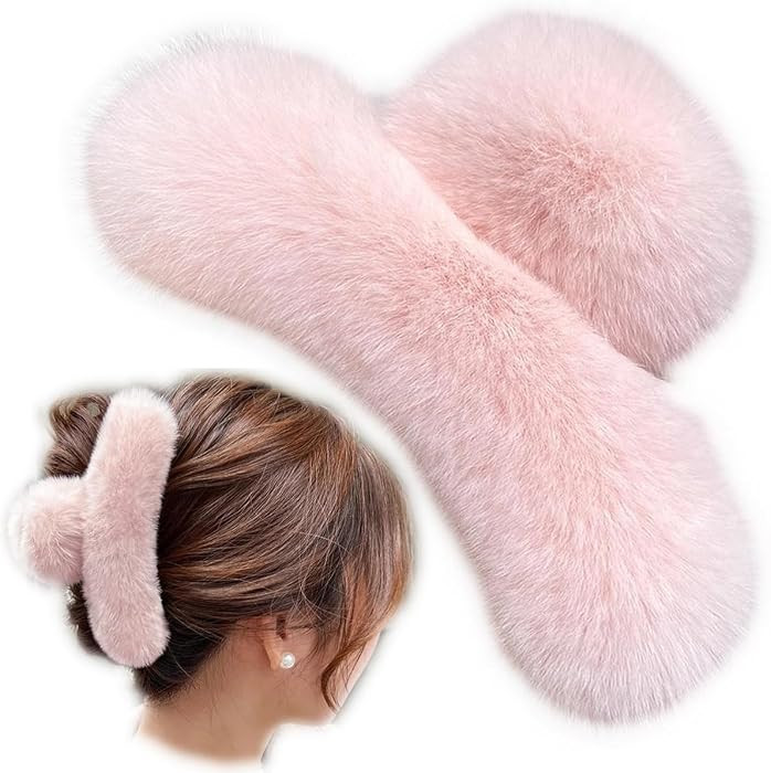 YOYLMAL Large Faux Fur Hair Claw Clip for Women, 5.1 Inches Winter Fluffy Fuzzy Hair Clips, Nonsl... | Amazon (US)