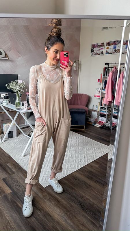 Date night outfit idea with Amazon fashion

Summer outfit // long sleeve layering top // sheer lace top // free people look for less jumpsuit 
