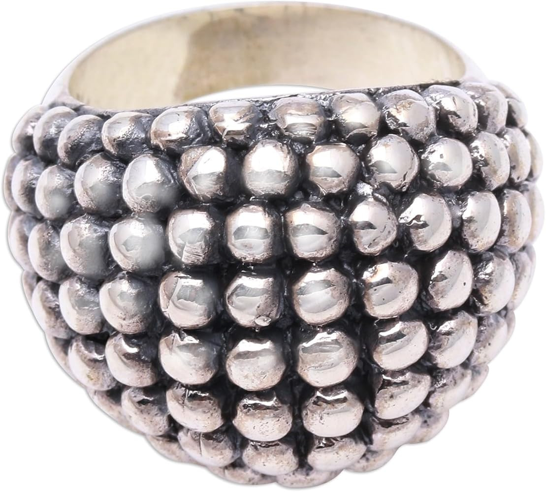 NOVICA Artisan Handmade .925 Sterling Silver Cocktail Ring Bubble Pattern from Bali Domed Indones... | Amazon (US)