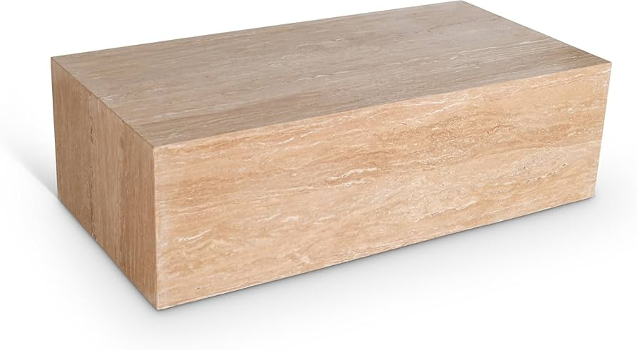 Meridian Furniture 251Travertine-CT Bolzano Collection Art Deco Coffee Table with Handcrafted Gen... | Amazon (US)