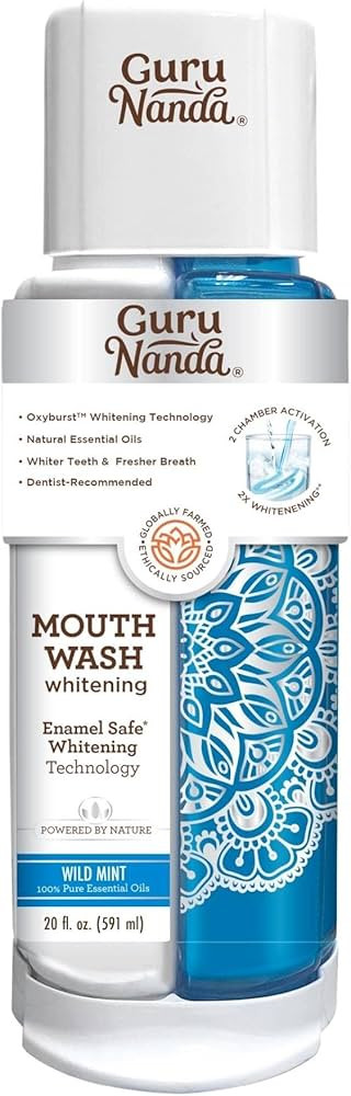 GuruNanda Dual Barrel Oxyburst Whitening Mouthwash - Contains Hydrogen Peroxide to Promote Whiter... | Amazon (US)