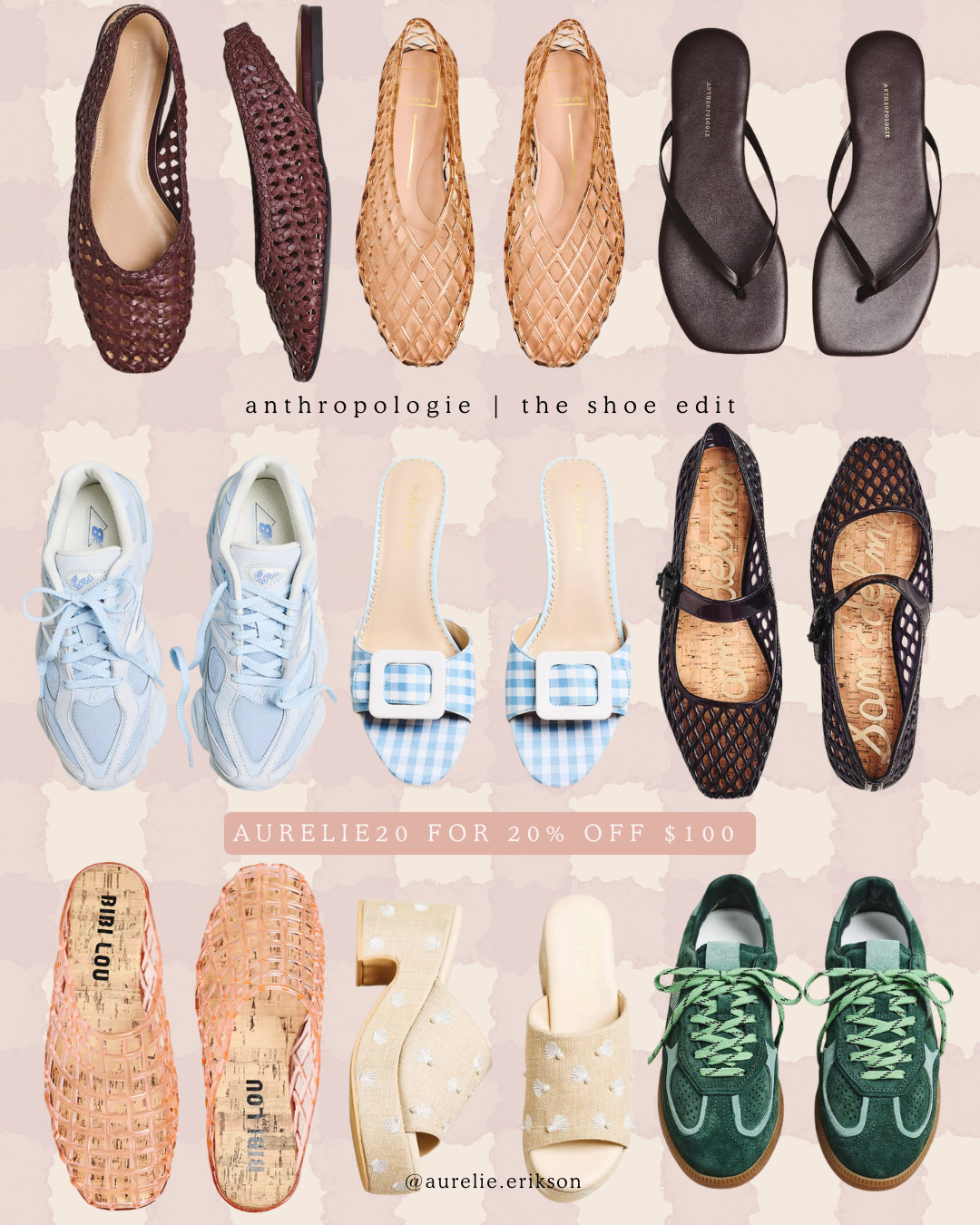 Sole mates for every season 👡✨ Sharing my favorite shoe finds from Anthropologie — from effortless sandals to everyday sneakers and elevated pairs that complete any outfit. Use code AURELIE20 for 20% off $100+ (exclusions apply). 🤍 

 #AnthropologieStyle #ShoeEdit #LTKStyle #LTKMothersDay #LTKootd #LTKSeasonal