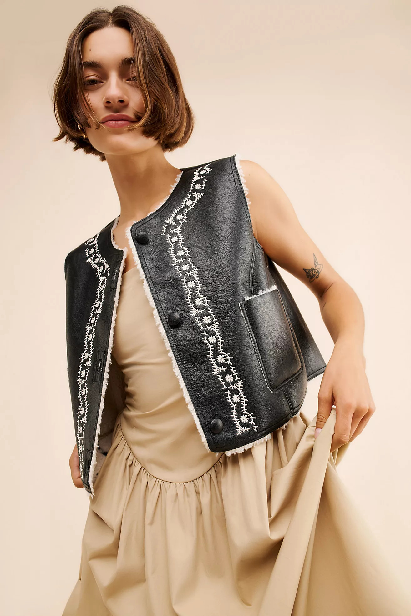 Travelers Reversible Leather Vest Secondhand | Free People (Global - UK&FR Excluded)
