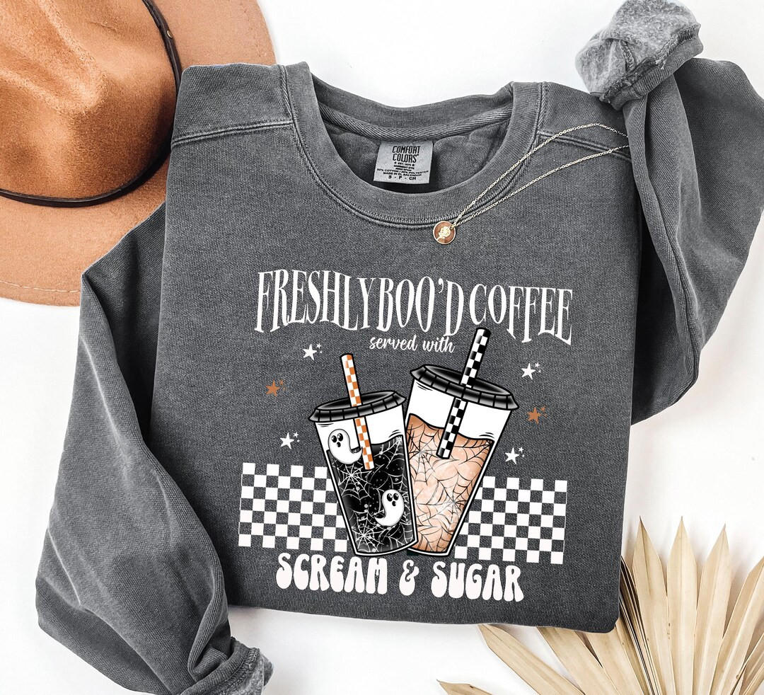 Comfort Colors®halloween Freshly Boo’d Coffee Sweatshirt, Halloween Coffee Lover Shirt, Ghost ... | Etsy (US)