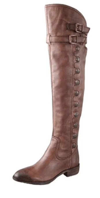 Sam Edelman Pierce Whiskey Almond Toe Pull On Stacked Heel Riding Knee High Boot (Whiskey, 8.5) -... | Walmart (US)
