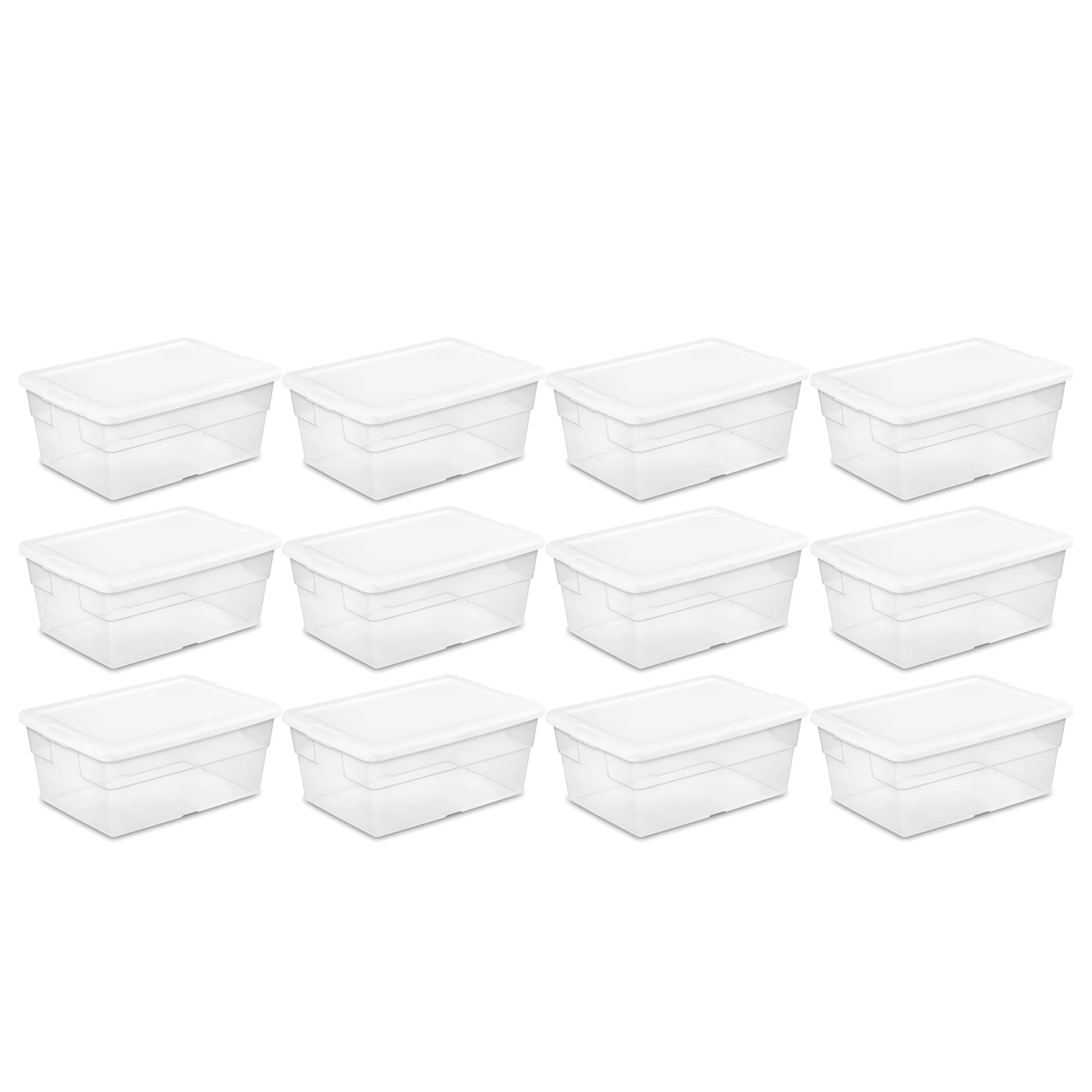 Sterilite 16 Quart Stacking Storage Container Tub with Lid, Clear (12 Pack) | Walmart (US)