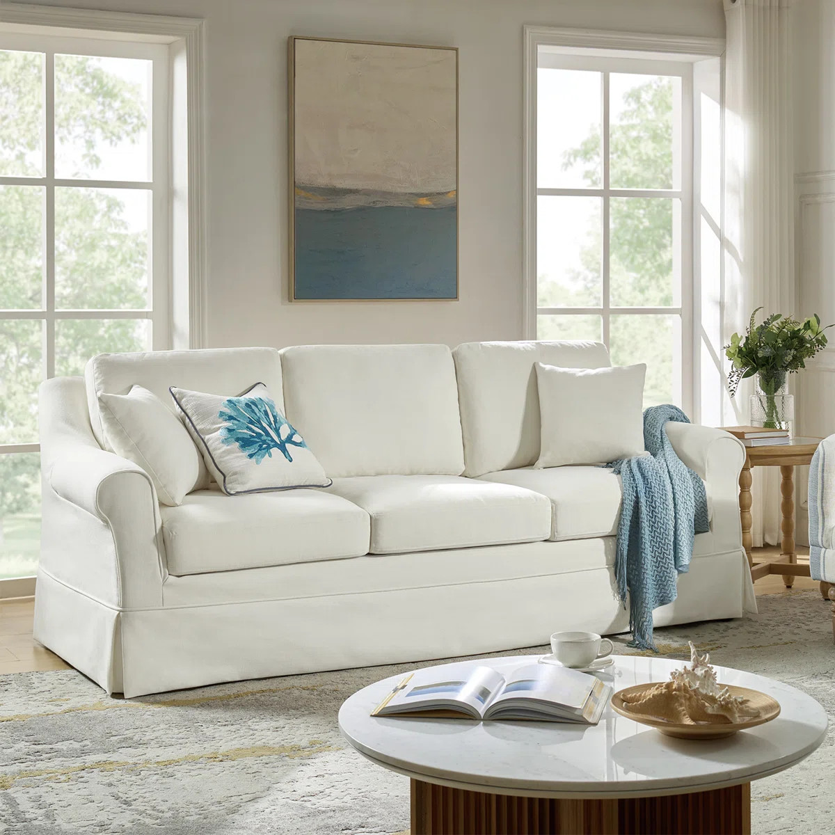 Lark Manor™ Jacqulin 88" Farmhouse Down Fill Slipcovered Sofa With Rolled Arm & Reviews | Wayfa... | Wayfair North America