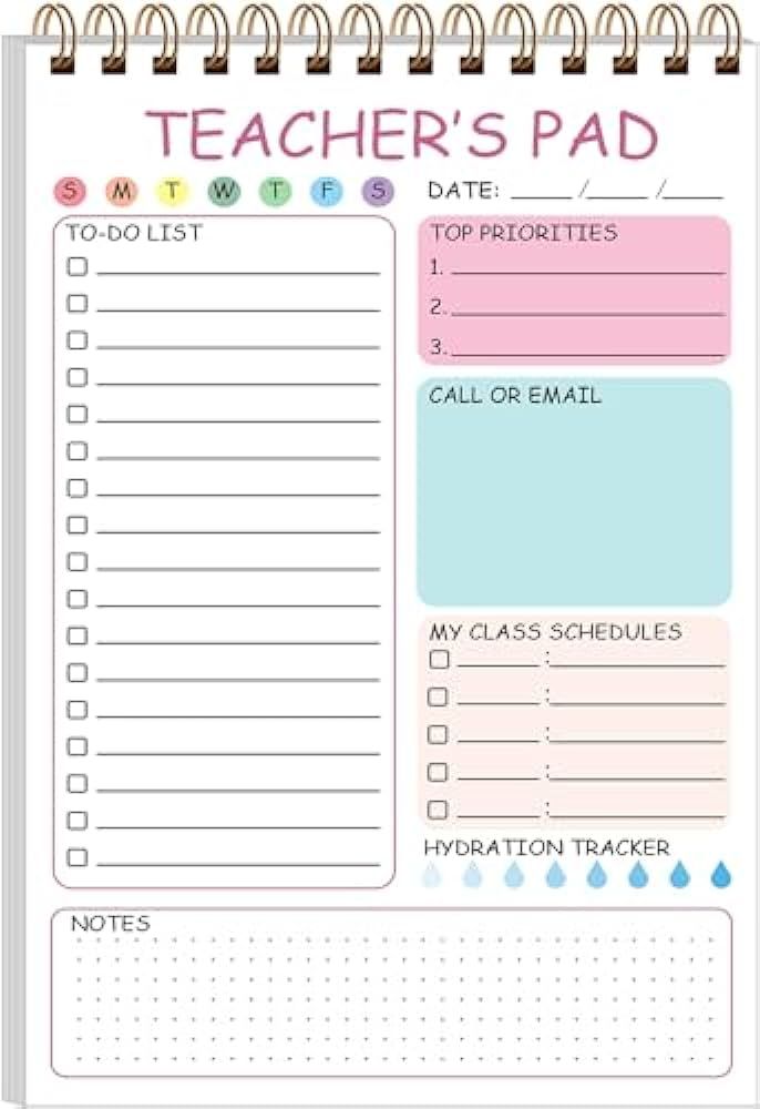 Teacher Notepad - Teacher Appreciation Gifts, Daily To Do List Notepad, Spiral Checklist Notebook... | Amazon (US)