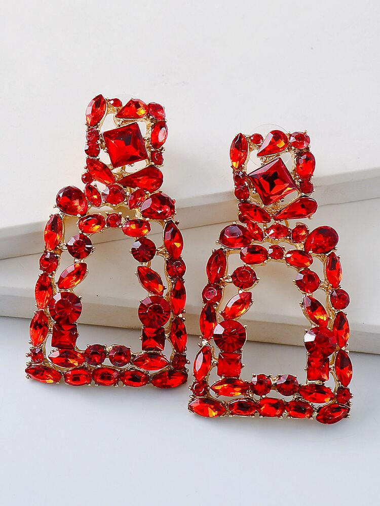 Rhinestone Decor Geometric Drop Earrings | SHEIN