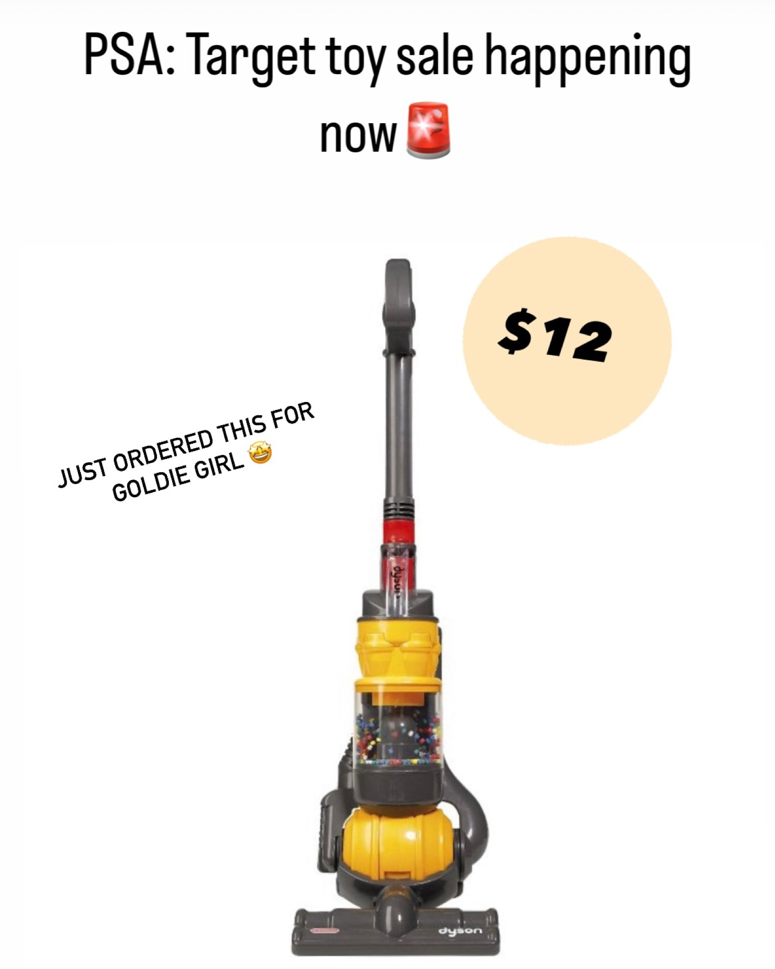 TARGET TOY SALE 🚨 

Select toys are 50% off + BOGO 50% off !! 

This Dyson is normally $25, $12 today only!! 

#target #christmasshopping #blackfriday #blackfridaydeals #targetblackfriday #blackfridaytoys #toysale

#LTKHoliday #LTKsalealert #LTKGiftGuide