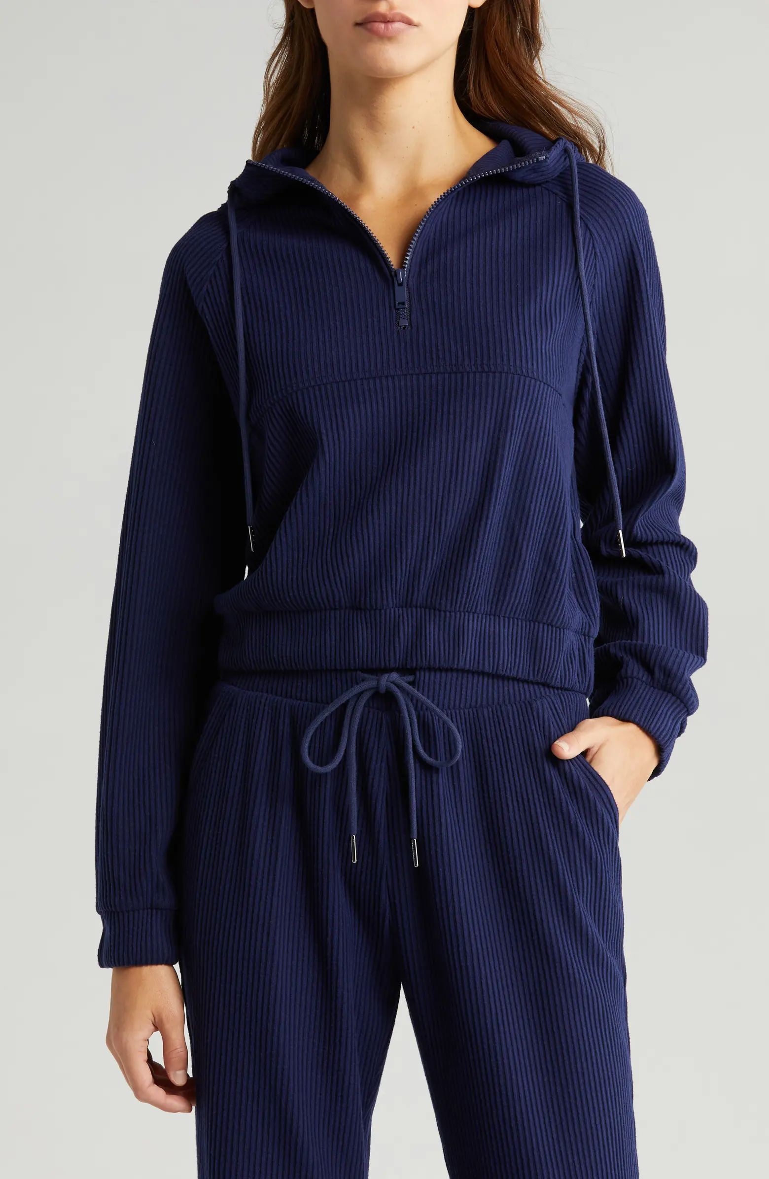 Zella Cozy Rib Half Zip Hoodie | Nordstrom | Nordstrom