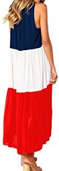 Women's Loose Dress Tiered Color Block High Low Casual Maxi Dress | Amazon (US)