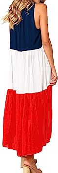 Women's Loose Dress Tiered Color Block High Low Casual Maxi Dress | Amazon (US)