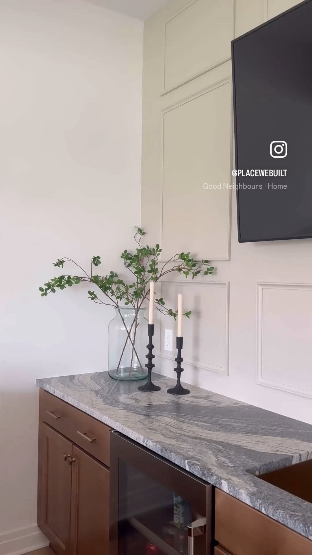 Decorating a bar can be challenging . We added an accent wall and simple items to add height and color. 

#LTKfindsunder100 #LTKhome #LTKstyletip 
#bardecor 
#bar #bardecorations #mcgee 