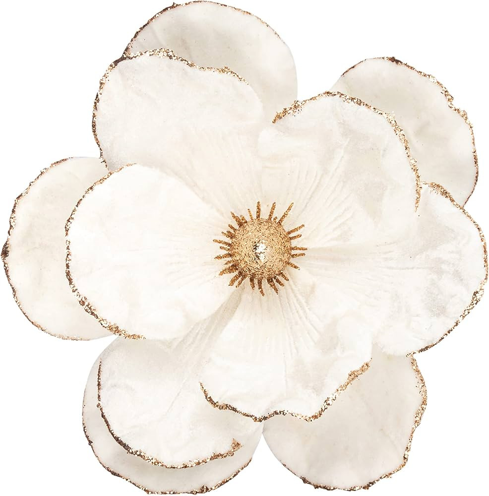 KI Store Christmas Tree Poinsettia Flower Cream White Velvet Magnolia Artificial Floral Ornaments... | Amazon (US)