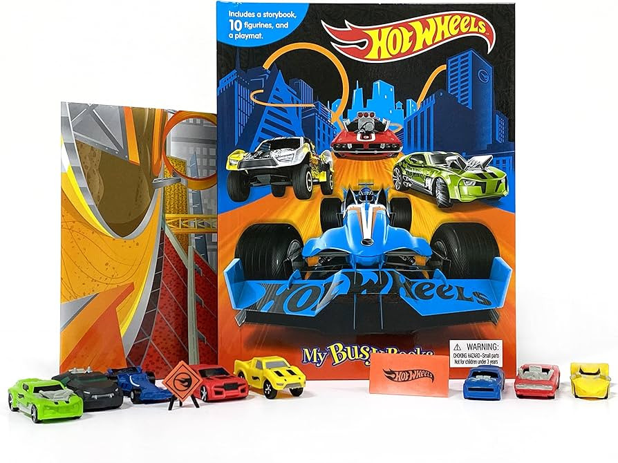 Hot Wheels My Busy Books - Storybook, 10 figurines, playmat | Amazon (US)