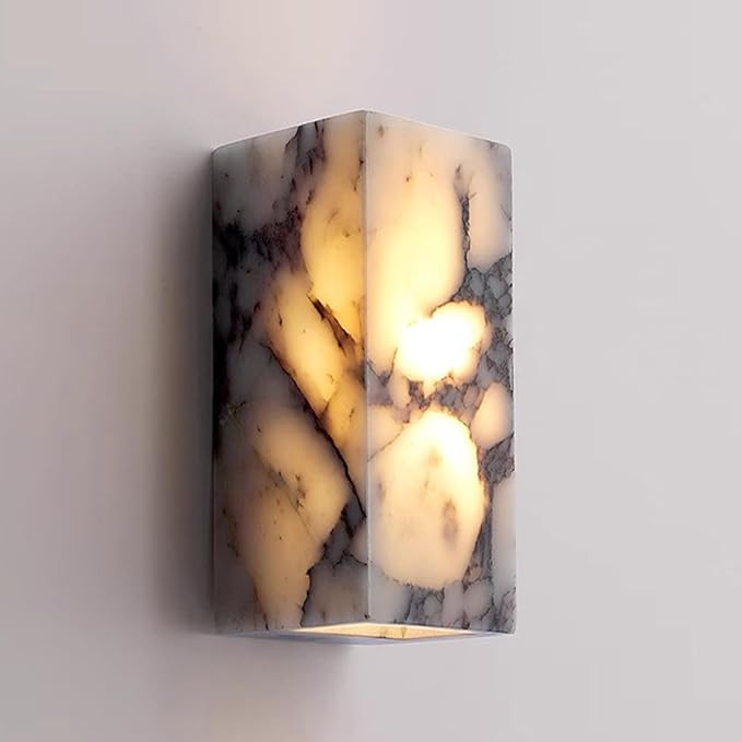 Marble Wall lamp, Modern Alabaster Wall Light, Wall Mount Wall sconces with Natural Stone lampsha... | Amazon (US)