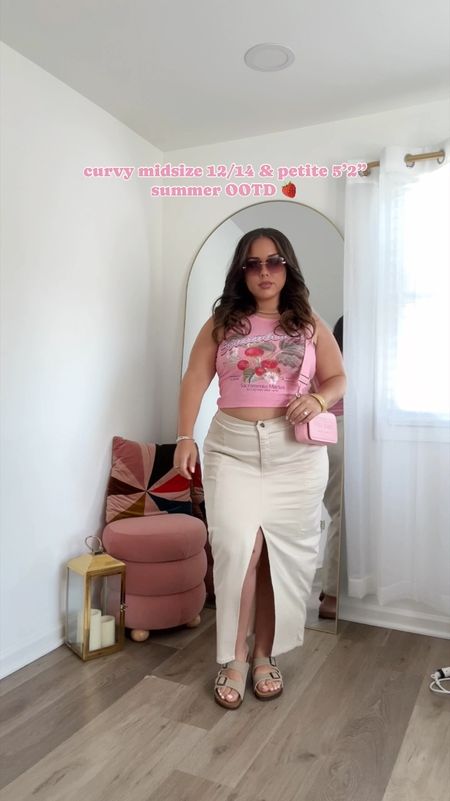 Curvy midsize 12/14 & petite 5’2” summer outfit idea featuring this cutie tank from Urban Outfitters, What Lo Wants cargo maxi skirt, Marc Jacobs mini shoulder bag & Amazon Birkenstock look a likes 

#LTKSummerSales #LTKPlusSize #LTKMidsize
