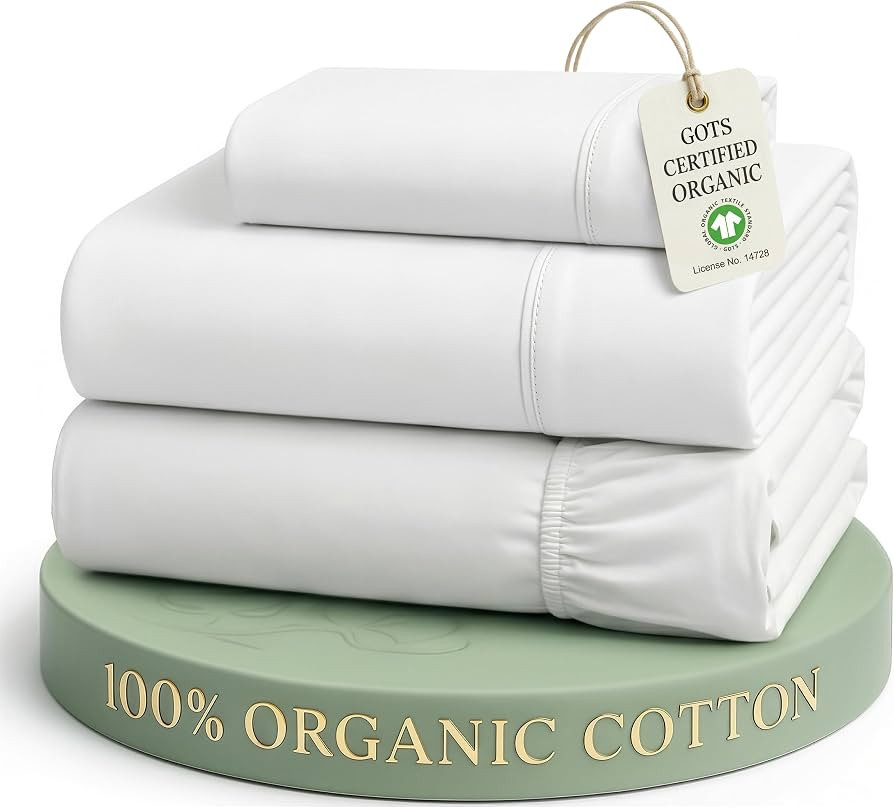 LANE LINEN 100% Organic Cotton Twin Sheets Set, 3Pc Twin Bed Sheets, Soft & Comfy Breathable Cott... | Amazon (US)