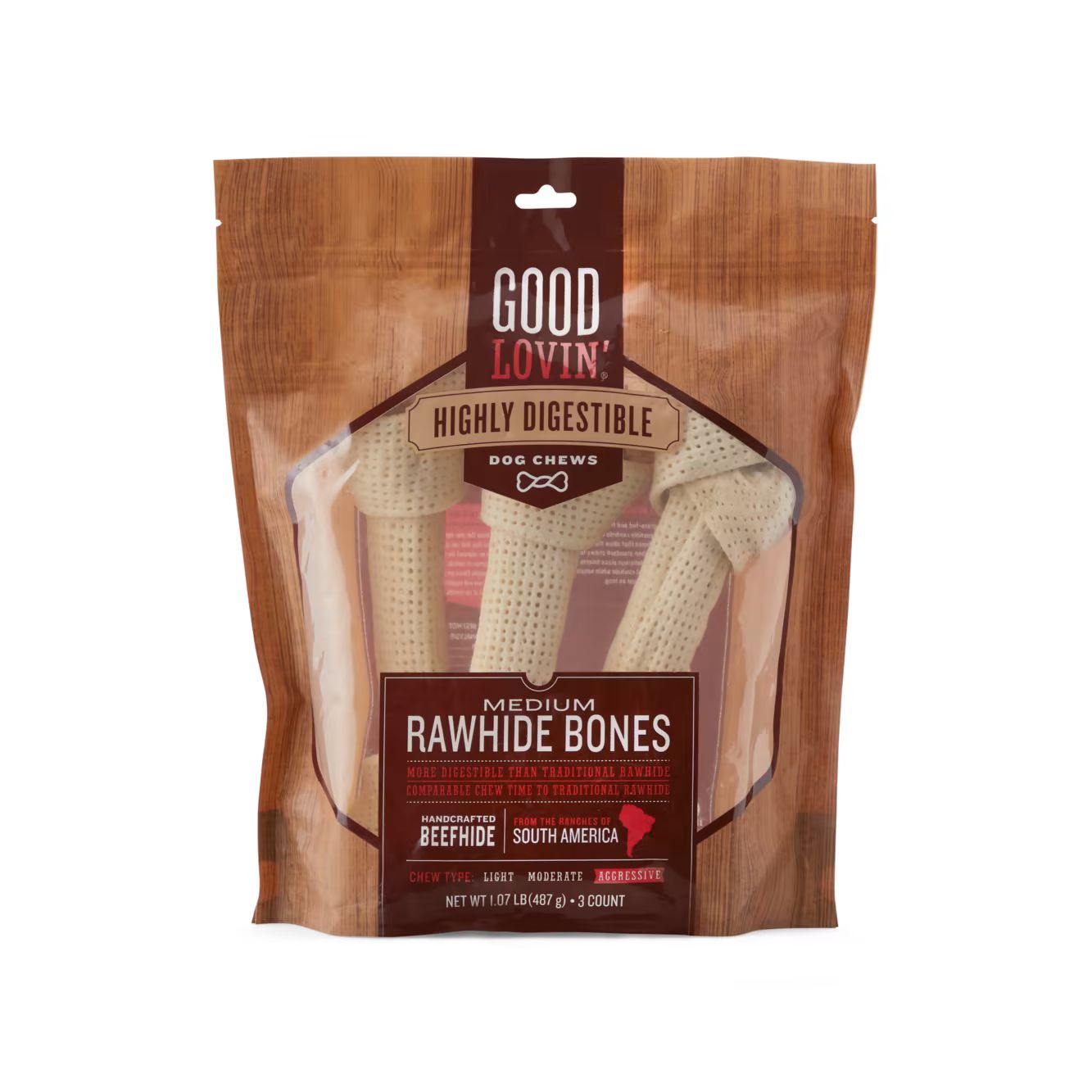 Good Lovin' Highly Digestible Medium Rawhide Bones for Dogs, 17.2 oz., Count of 3 | Petco