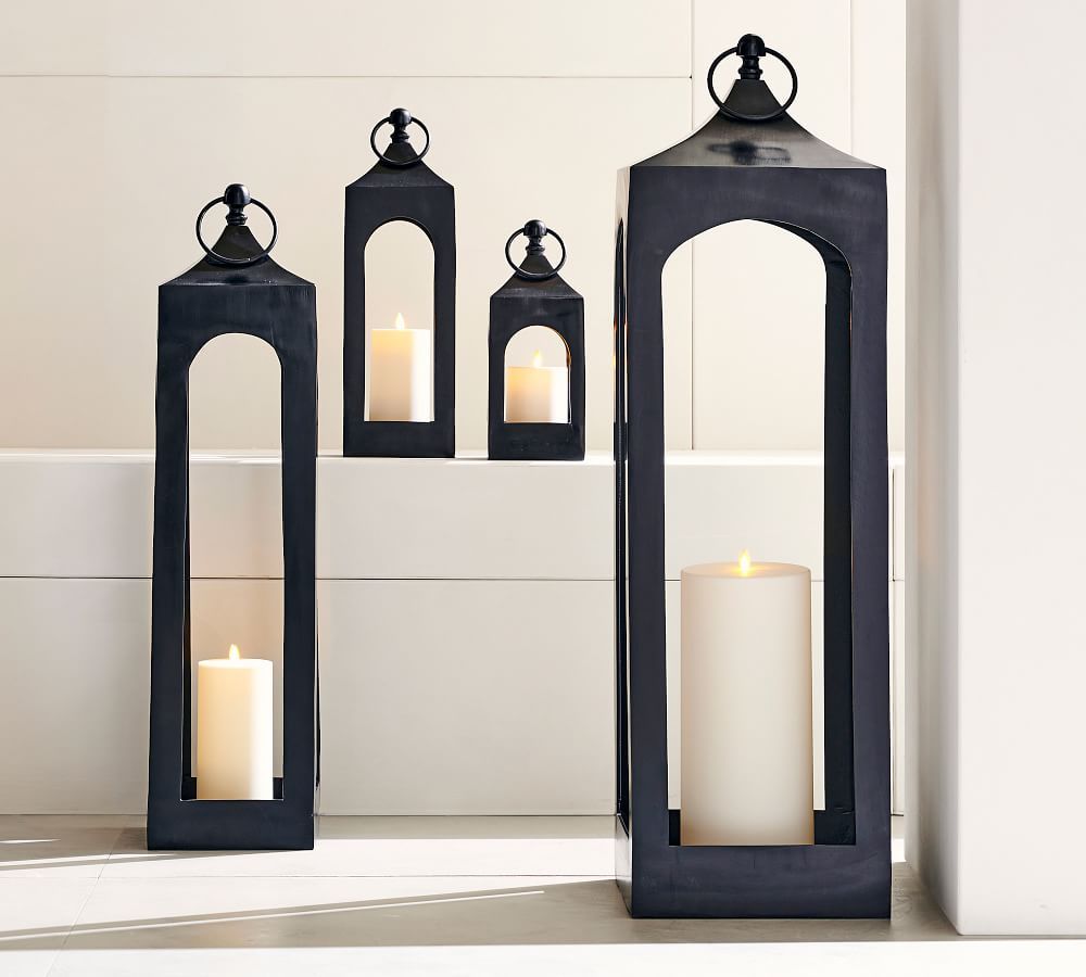 Caleb Handcrafted Metal Indoor/Outdoor Lantern - Black | Pottery Barn (US)