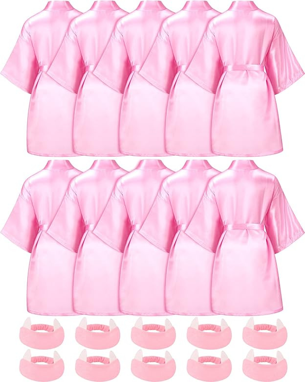 Jecery 10 Pcs Kids Squad Girl Robes Spa Party Supplies Flower Girl Robes Slumber Birthday Party B... | Amazon (US)